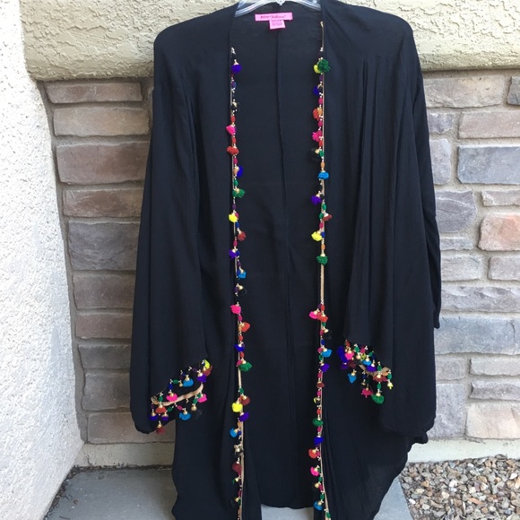 Betsey Johnson Other - BETSEY JOHNSON Coverup with Colorful Tassel Trim